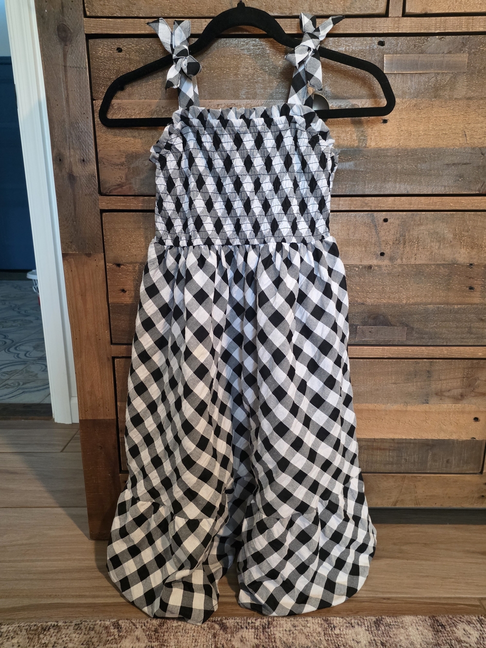 Girls Black & White Gingham Jumpsuit - Unbranded